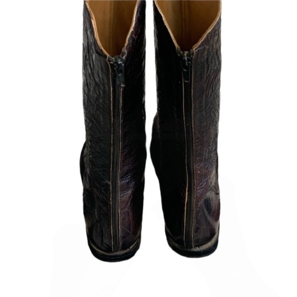 CYDWOQ Brown Crackled Leather Zip Up Mid Calf Boots Size 37 - Picture 14 of 16